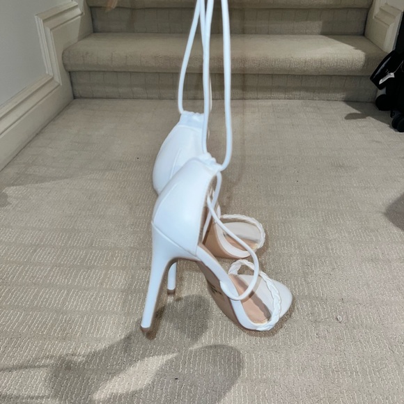 Strappy White Lace-Up Lulu Heels - Picture 3 of 3